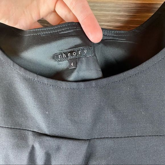 Theory Black button detail wool pleated dress - Picture 4 of 6